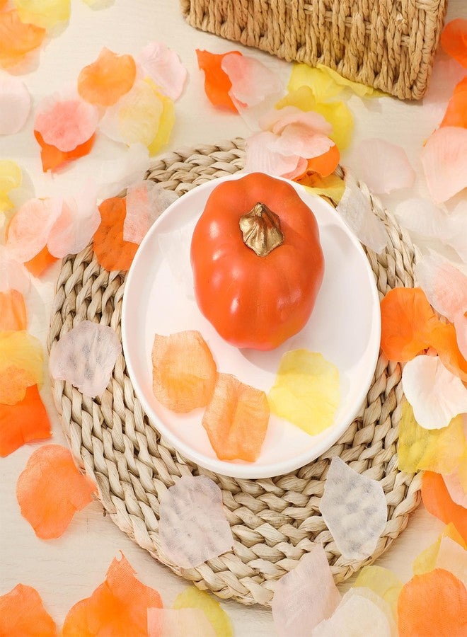 Whaline 4000Pcs Fall Thanksgiving Artificial Floral Petals Orange Pink Yellow Ivory Scatter Fabric Flowers for Autumn Bridal Shower Romantic Night Wedding Aisle Table Centerpieces Decoration - Image 4